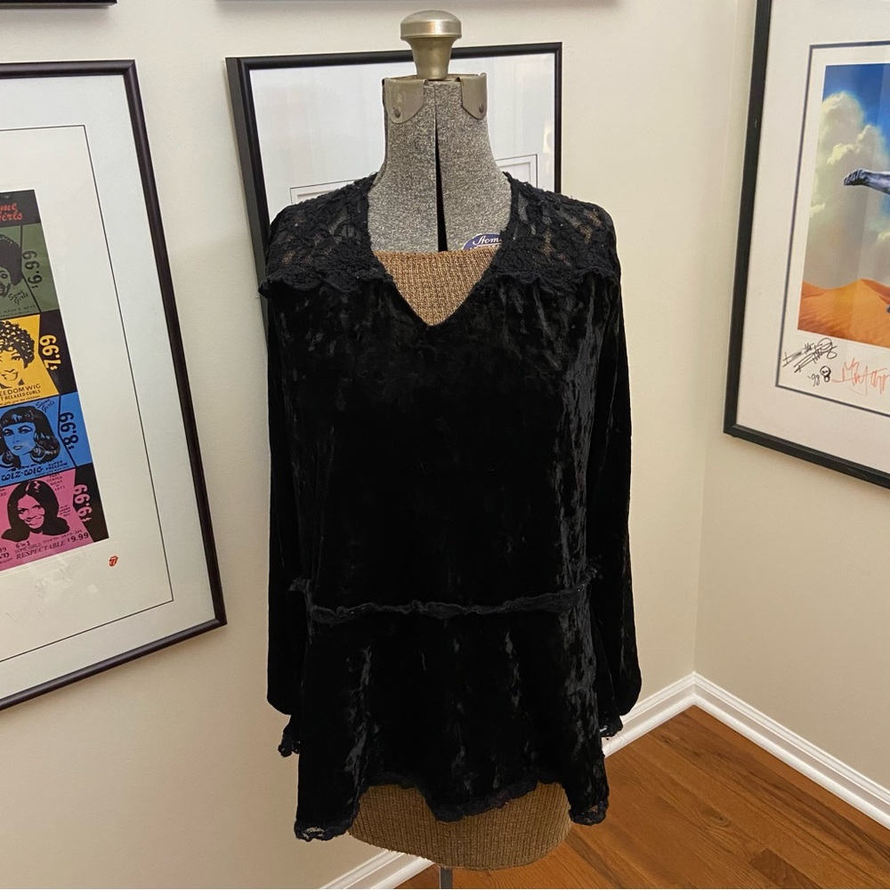 Black Velvet and Lace Top